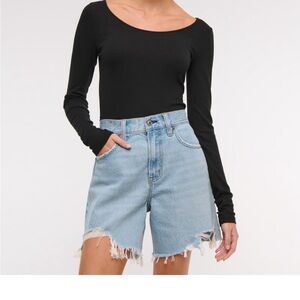 Abercrombie & Fitch Light Blue High-Waist Denim Shorts